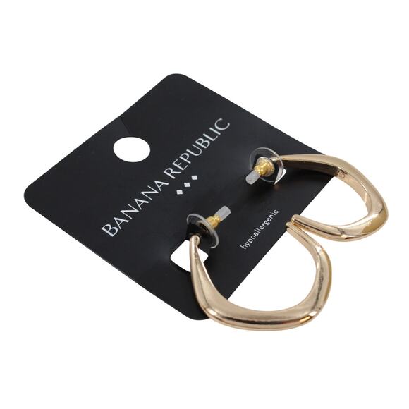 Banana Republic Gold Tone Geometric Semi Hoop Earrings #BRE70 - Picture 2 of 2